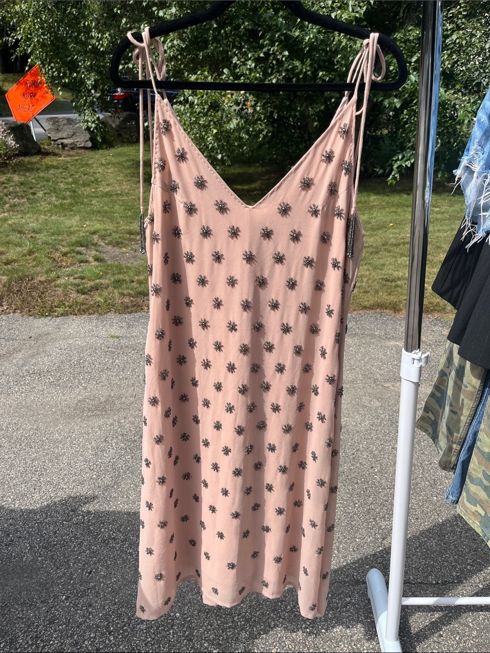 RAGA Blush Pink Beaded Midi Slip Dress